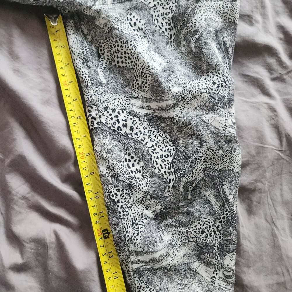 Vintage Literal Leopard Print Wool Blend Standing Collar Blouse - Picture 11 of 11